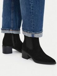 Lasocki Botki CEO-WS13657-01 Czarny. Czarne botki damskie Lasocki, ze skóry, bez obcasa, na słupku, bez zapięcia. Za 249.99 zł.