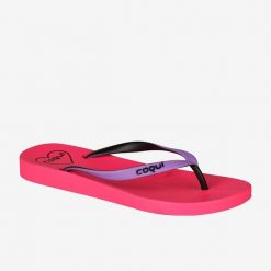 Damskie klapki Coqui. Czerwone klapki damskie Coqui, bez wzorów, z materiału, sportowe, bez obcasa. Za 110.99 zł.
