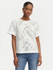 Guess Bluzka W6GH41 W1851 Biały Regular Fit. Białe bluzki damskie Guess, s, z aplikacjami, z wiskozy, bez kołnierzyka, bez ramiączek. Za 434.99 zł.