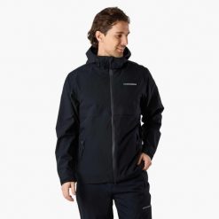 Kurtka przeciwdeszczowa turystyka męska Swedemount Tjörn Rain Jacket wodoodporny. Czarne kurtki męskie SWEDEMOUNT, m, bez wzorów, bez kaptura. Za 329.99 zł.