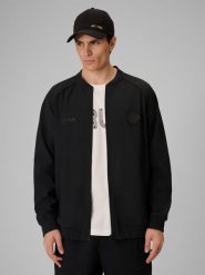 4F Bluza bomberka męska 4F x Robert Lewandowski - czarna XXL. Czarne bluzy męskie 4f, m, z aplikacjami, z materiału, bez kaptura. Za 299.99 zł.