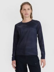 4F Longsleeve rowerowy szybkoschnący damski - czarny XS. Czarne koszulki sportowe damskie 4f, l, bez wzorów, z dzianiny, bez kołnierzyka, bez ramiączek, rowerowe. W wyprzedaży za 99.99 zł.