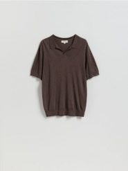 Koszulka polo z Lyocellu - brązowy. Brązowe koszulki polo męskie Reserved, l, bez wzorów, z dzianiny, bez ramiączek. Za 159.99 zł.