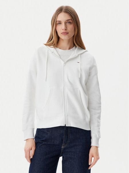 Tommy Jeans Bluza Flag DW0DW19729 Biały Regular Fit. Białe bluzy damskie Tommy Jeans, xs, bez wzorów, z bawełny, bez kaptura. Za 399.99 zł.
