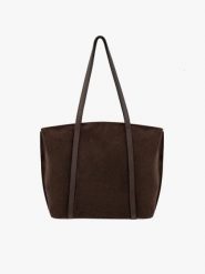Ciemnobrązowa pojemna shopperka damska. Brązowe torby na ramię damskie Brawo sp. z o.o., bez wzorów, biznesowe, duże, bez dodatków. Za 449.99 zł.