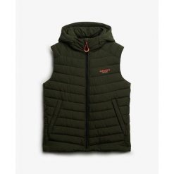 Kurtka puchowa bez rękawów Superdry Fuji. Zielone kurtki męskie Superdry., m, bez wzorów, z materiału, eleganckie, bez kaptura. Za 466.25 zł.