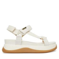 Sandały Liu Jo. Białe sandały damskie Liu Jo, bez wzorów, bez obcasa, na płaskiej podeszwie, bez zapięcia. Za 599.99 zł.