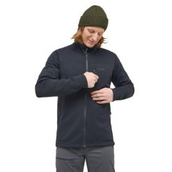 Kurtka turystyczna Haglöfs Rosson Mid. Czarne kurtki męskie Haglöfs, bez wzorów, sportowe, bez kaptura. Za 454.00 zł.