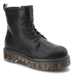 Glany damskie Big Star, cholewka ze skóry ekologicznej z wysoką cholewką i klasycznym sznurowaniem masywna podeszwa, KK274537,. Czarne kozaki damskie Big Star, ze skóry ekologicznej, przed kolano, bez obcasa, na płaskiej podeszwie. Za 229.99 zł.