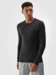 4F Longsleeve treningowy szybkoschnący męski - czarny XL. Czarne koszulki sportowe męskie 4f, m, bez wzorów, z dzianiny, klasyczne, bez kołnierzyka. W wyprzedaży za 59.99 zł.