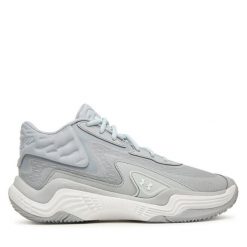 Buty do koszykówki Under Armour. Szare buty sportowe męskie Under Armour, bez zapięcia, do koszykówki. Za 409.99 zł.