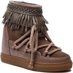 Buty INUIKII - Sneaker Fringes 70203-29 Taupe. Brązowe kozaki damskie Inuikii, ze skóry. W wyprzedaży za 909.00 zł.