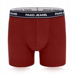 Bawełniane, Klasyczne Bokserki Męskie - Pako Jeans - Bordowe. Czerwone bokserki męskie Pako Jeans, l, bez wzorów, z bawełny. Za 33.00 zł.