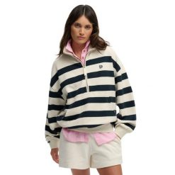 Kobiece pół-zapinane bluzy Superdry Studios Half. Białe bluzy sportowe damskie Superdry., m, bez wzorów, z materiału, bez kaptura. Za 412.55 zł.