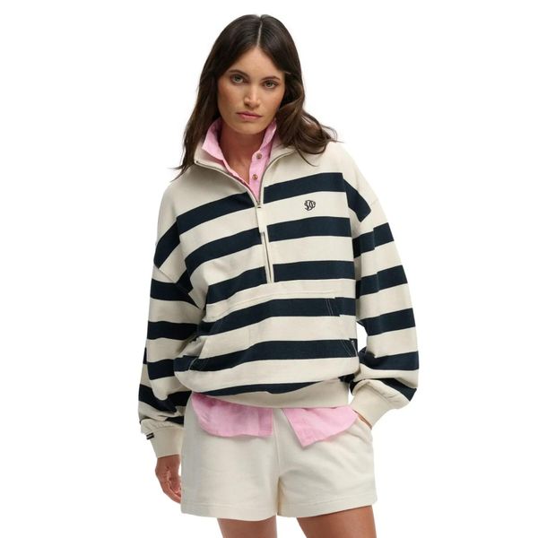 Kobiece pół-zapinane bluzy Superdry Studios Half. Białe bluzy damskie Superdry., s, bez wzorów, z materiału, bez kaptura. Za 413.65 zł.