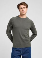 MESKI SWETER LEE CLEAN RAGLAN SWEATER OLIVE GRAY 112370537. Szare swetry przez głowę męskie Lee, s, bez wzorów, bez kołnierzyka. Za 169.99 zł.