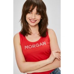 Morgan - Top. Różowe topy damskie Morgan, z nadrukiem, z bawełny, z okrągłym kołnierzem, z krótkim rękawem. W wyprzedaży za 59.90 zł.