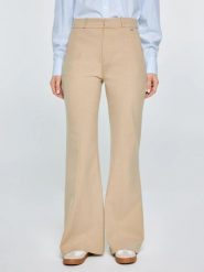 Spodnie damskie z szeroką nogawką beżowe Mabela 801. Brązowe spodnie materiałowe damskie Big Star, l, bez wzorów, z denimu, z podwyższonym stanem. Za 249.99 zł.