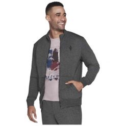 Bluza męska Skechers. Szare bluzy męskie Skechers, m, bez wzorów, bez kaptura. Za 180.99 zł.