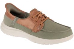 Buty do chodzenia damskie, Slip-Ins: On-The-Go Flex - Palmilla. Brązowe obuwie sportowe damskie Skechers, bez wzorów, z materiału, trekkingowe. Za 299.99 zł.