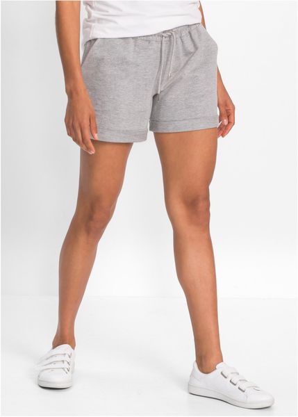 Szorty dresowe. Szare spodnie dresowe damskie bonprix, bez wzorów, z dresówki. Za 67.99 zł.
