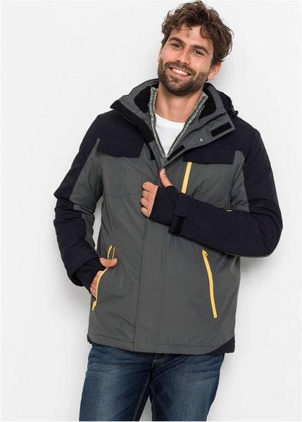 Wodoodporna kurtka sportowa. Szare kurtki męskie bonprix, na zimę, m, bez wzorów, z materiału. Za 529.99 zł.