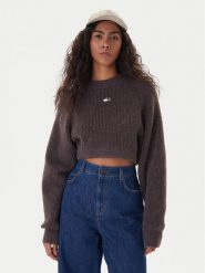 Tommy Jeans Sweter Badge DW0DW22024 Brązowy Regular Fit. Brązowe swetry damskie Tommy Jeans, l, bez wzorów, z jeansu, bez kołnierzyka, bez ramiączek, bez kaptura. Za 409.99 zł.