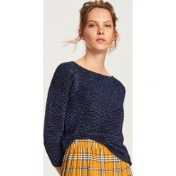 Sweter z błyszczącą nitką - Granatowy. Niebieskie swetry damskie Reserved. Za 69.99 zł.