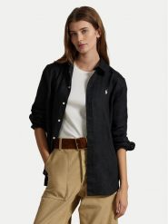 Polo Ralph Lauren Koszula 211970730003 Czarny Classic Fit. Czarne bluzki damskie Polo Ralph Lauren, s, bez wzorów, ze lnu, bez kołnierzyka, bez ramiączek. Za 519.99 zł.