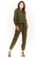 Khaki Krótka Bluza z Kapturem z Błyszczącą Tasiemką. Brązowe bluzki damskie Infinite You, l, bez wzorów, z bawełny, z kapturem. Za 194.90 zł.