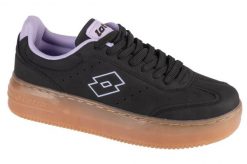 Buty damskie sportowe na platformie Lotto ISKAR PF RB. Czarne obuwie sportowe damskie Lotto, bez wzorów, z gumy, trekkingowe. Za 109.99 zł.