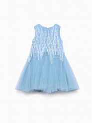 Abel & Lula Sukienka elegancka 5025 Błękitny Regular Fit. Niebieskie sukienki dla dziewczynek Abel & Lula, bez wzorów, z syntetyku, eleganckie, bez ramiączek. Za 399.99 zł.