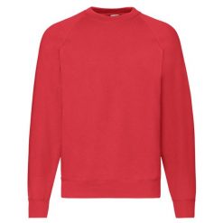 Klasyczna Bluza Raglanowa Unisex Dla Dorosłych. Czerwone bluzy męskie Fruit of the Loom, m, bez wzorów, bez kaptura. Za 80.99 zł.