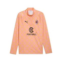 Męska bluza przedmeczowa z zamkiem 1/4 AC Milan PUMA Pink Fruit Sunny Yellow. Czerwone koszulki sportowe męskie Puma, m, bez wzorów, bez kołnierzyka, bez ramiączek, do piłki nożnej. Za 349.00 zł.