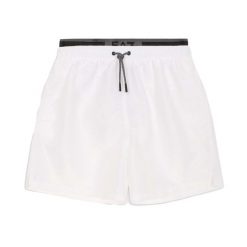 Szorty kąpielowe męskie EA7 Emporio Armani Logo Tape Boxer. Białe krótkie spodenki sportowe męskie EMPORIO ARMANI CONNECTED, m, bez wzorów, z materiału, do pływania. Za 299.99 zł.