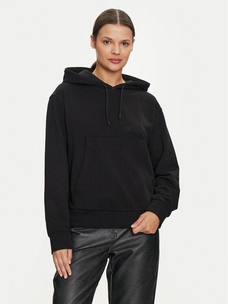 Guess Bluza V4YQ10 KC6W1 Czarny Regular Fit. Czarne bluzy damskie Guess, xs, z aplikacjami, z bawełny, bez kaptura. Za 209.99 zł.