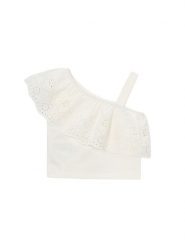 Mayoral Top 3022 Écru Cropped Fit. T-shirty i topy dla dziewczynek Mayoral, bez wzorów, z bawełny, bez ramiączek. Za 79.99 zł.