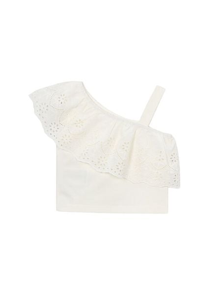 Mayoral Top 3022 Écru Cropped Fit. Białe t-shirty i topy dla dziewczynek Mayoral, bez wzorów, bez ramiączek. Za 79.99 zł.