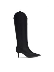 Nine West Kowbojki ZARIYA 909001 Czarny. Czarne kozaki damskie Nine West, ze skóry, bez obcasa, na szpilce. Za 329.99 zł.