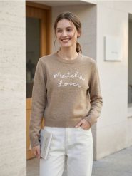 Sweter z wiskozą - beżowy. Brązowe swetry damskie Sinsay, l, bez wzorów, z wiskozy, bez kołnierzyka, bez ramiączek, bez kaptura. Za 49.99 zł.