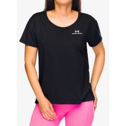 Koszulka damska Under Armour Rush Energy Core SS. Czarne koszulki sportowe damskie Under Armour, bez wzorów, bez kołnierzyka, bez ramiączek, na fitness i siłownię. Za 169.55 zł.