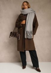 Szary Szalik Ozdobiony Frędzlami Owedela. Szare szaliki i chusty damskie Renee, bez wzorów, z jeansu, street. Za 39.99 zł.