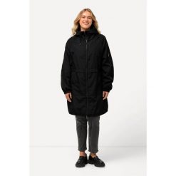 Damskie Kurtka wewnętrzny sznurek ściągający stójka dwukierunkowy zamek. Czarne kurtki damskie Ulla Popken, plus size, bez wzorów, z materiału, bez kaptura, trekkingowe. W wyprzedaży za 559.99 zł.