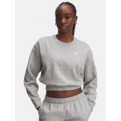 Bluza Damska Under Armour Sportowa Krótka UA Rival Fleece Piped Crew. Szare bluzy damskie Under Armour, bez wzorów, bez kaptura. Za 249.99 zł.
