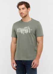 Męski T-Shirt Mustang Style Austin Agave Green 1016858 6473. Zielone t-shirty męskie Mustang, m, bez wzorów, bez kołnierzyka. Za 79.99 zł.