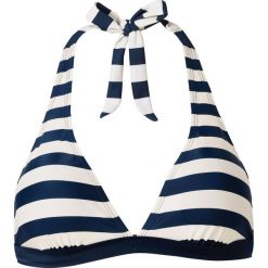 Biustonosz bikini z ramiączkami wiązanymi na szyi bonprix niebiesko-beżowy. Bikini damskie marki bonprix. Za 24.99 zł.