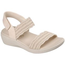 Sandały damskie Skechers Arya Favorite Finds. Szare sandały damskie Skechers, bez wzorów, z materiału, bez obcasa, bez zapięcia. Za 390.00 zł.