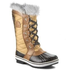 Śniegowce Sorel. Brązowe buty zimowe chłopięce Sorel, bez wzorów, bez zapięcia. Za 589.99 zł.