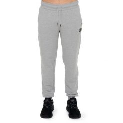 Spodnie dresowe z bawełna z kieszenie na trening. Szare buty sportowe męskie LEONE 1947 APPAREL, bez wzorów, z bawełny, na fitness i siłownię. W wyprzedaży za 117.88 zł.