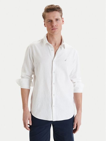 Nautica Koszula W126-NAMST-1023-01X Biały Regular Fit. Białe koszule męskie Nautica, l, bez wzorów, bez kołnierzyka, bez ramiączek. Za 149.99 zł.